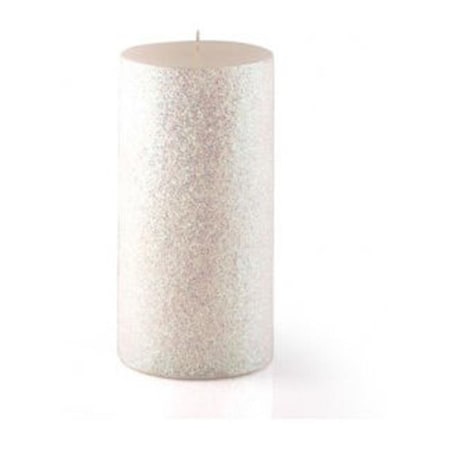 Zest Candle Zest Candle CPZ-167-12 3 x 6 in. Metallic White Glitter Pillar Candle -12pcs-Case - Bulk CPZ-167_12